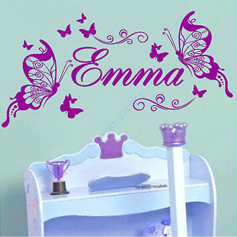 Baby Nursery Murals - Neue Schmetterlinge Personalisierte Name Vinyl Schmetterling