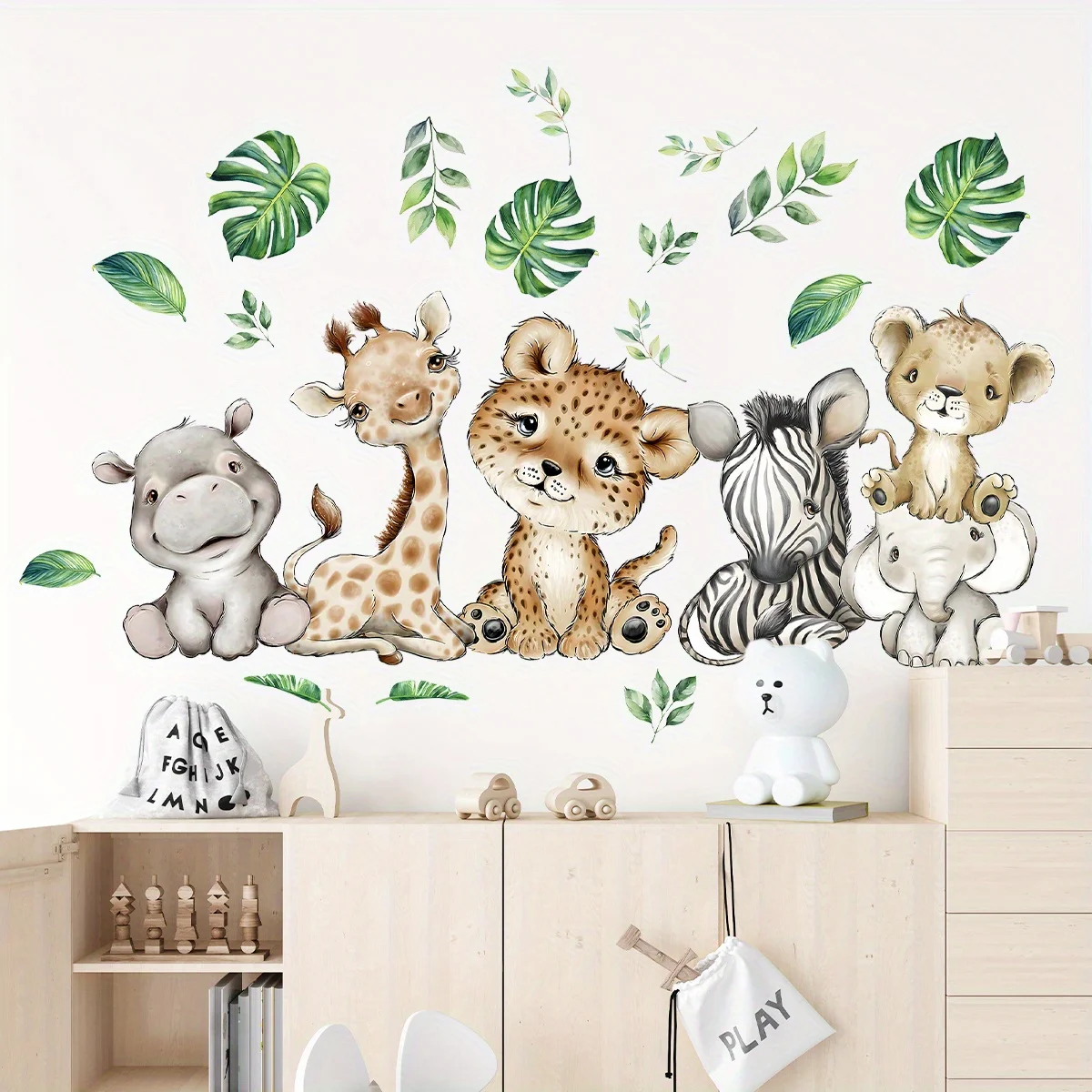 Baby Nursery Vinyl - 1PC Cartoon Nette Nilpferd Tiger Elefant