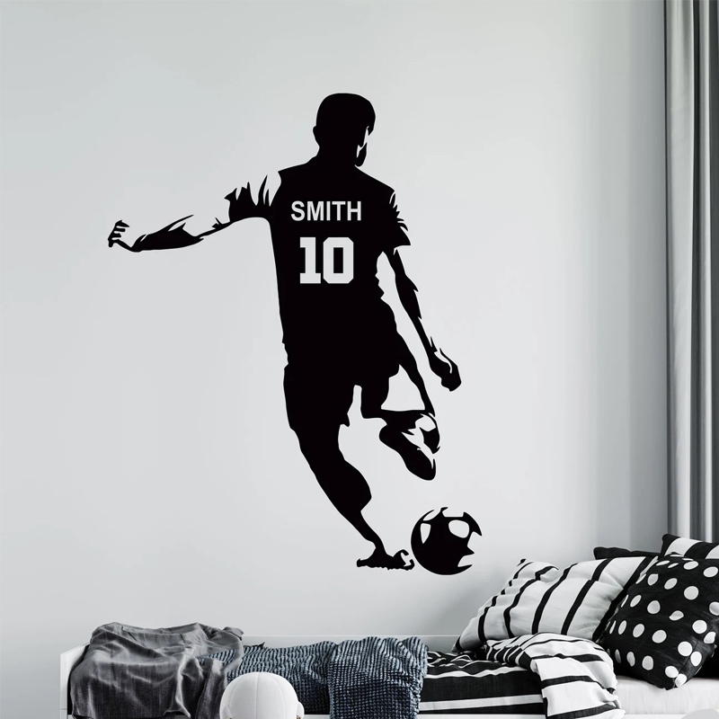 Baby Nursery Vinyl - Personalisierter Fußballspieler Name und Nummer Wandaufkleber