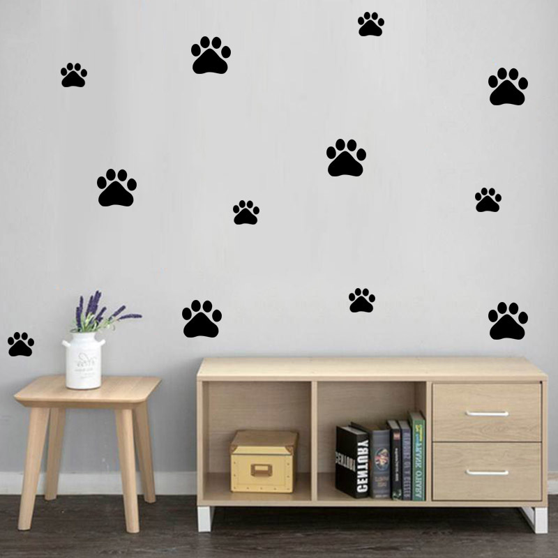 Baby Nursery Vinyl - Cartoon Hund Katze Walking Pfote Drucken