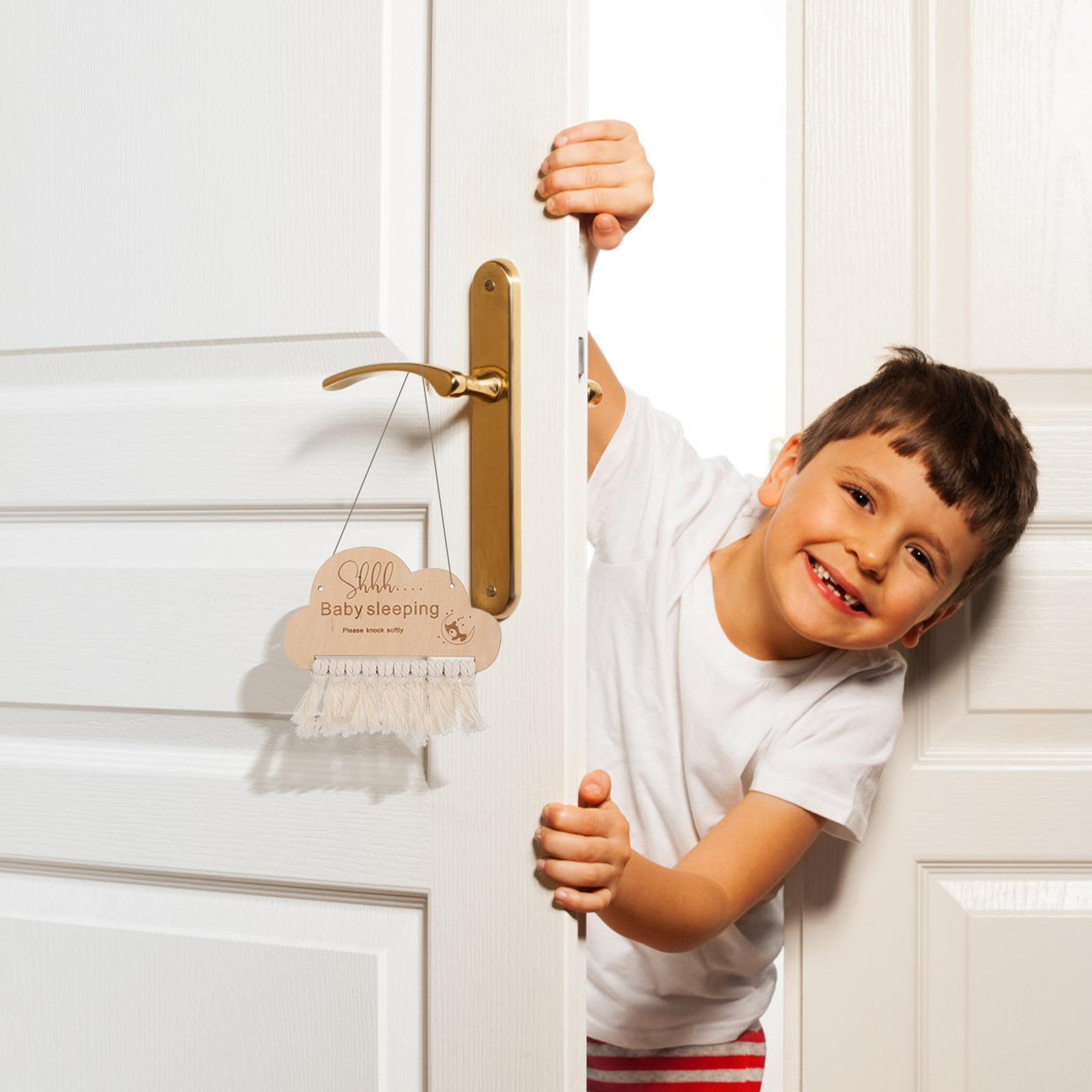 Baby Nursery Hangers - Holz-Babyschlaf-Schild Türhänger Kinderzimmer-Deko Schlaf-Erinnerung für Haustür,