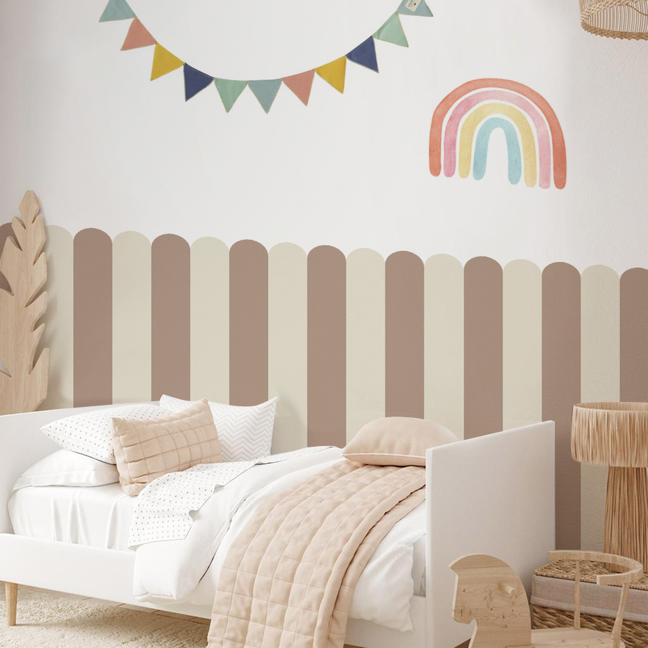 Baby Nursery Vinyl - Mehrfarbige vertikal gestreifte Bogen-Tapete für Kinderzimmer,