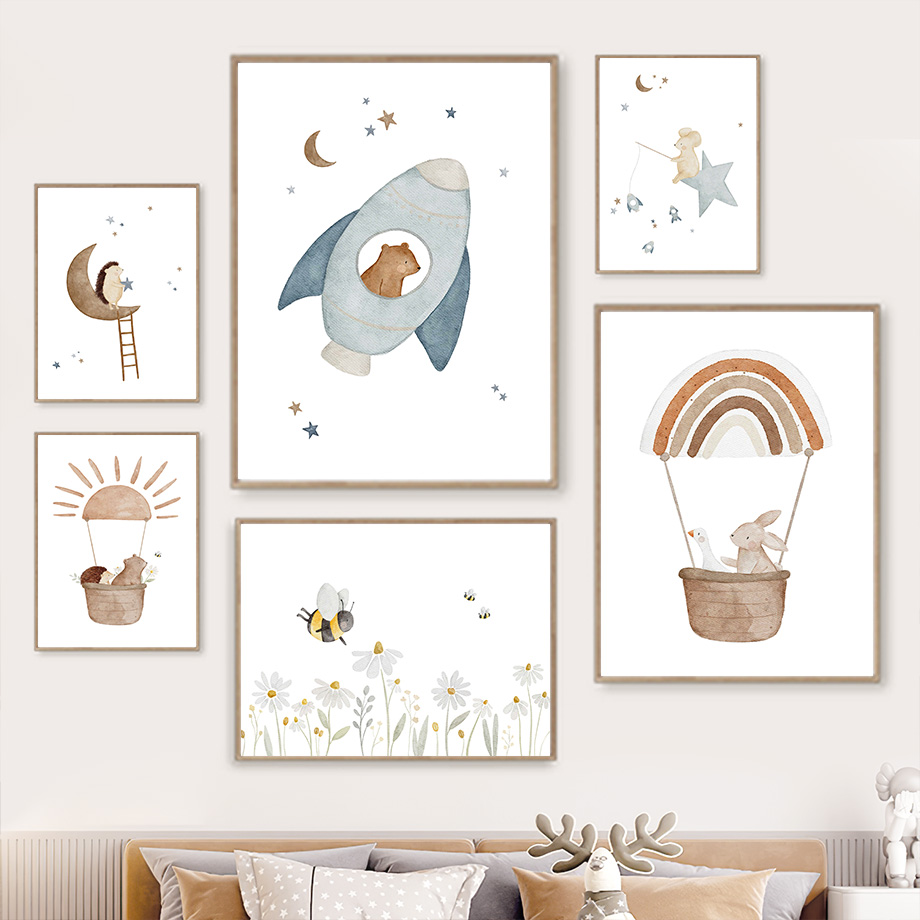 Baby Nursery Murals - Cartoon Tiere Kinderzimmer Wand kunst Wandbild