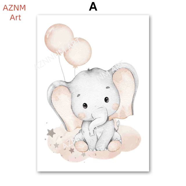 Elefanten-Ballon, Regenbogen,  – Baby Nursery Posters Bewertung und Preis