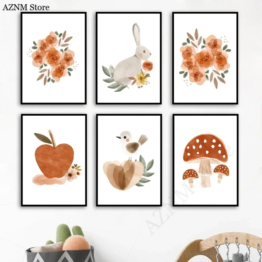 Aquarell Blumen Kaninchen Voge – Baby Nursery Murals Bewertung und Preis
