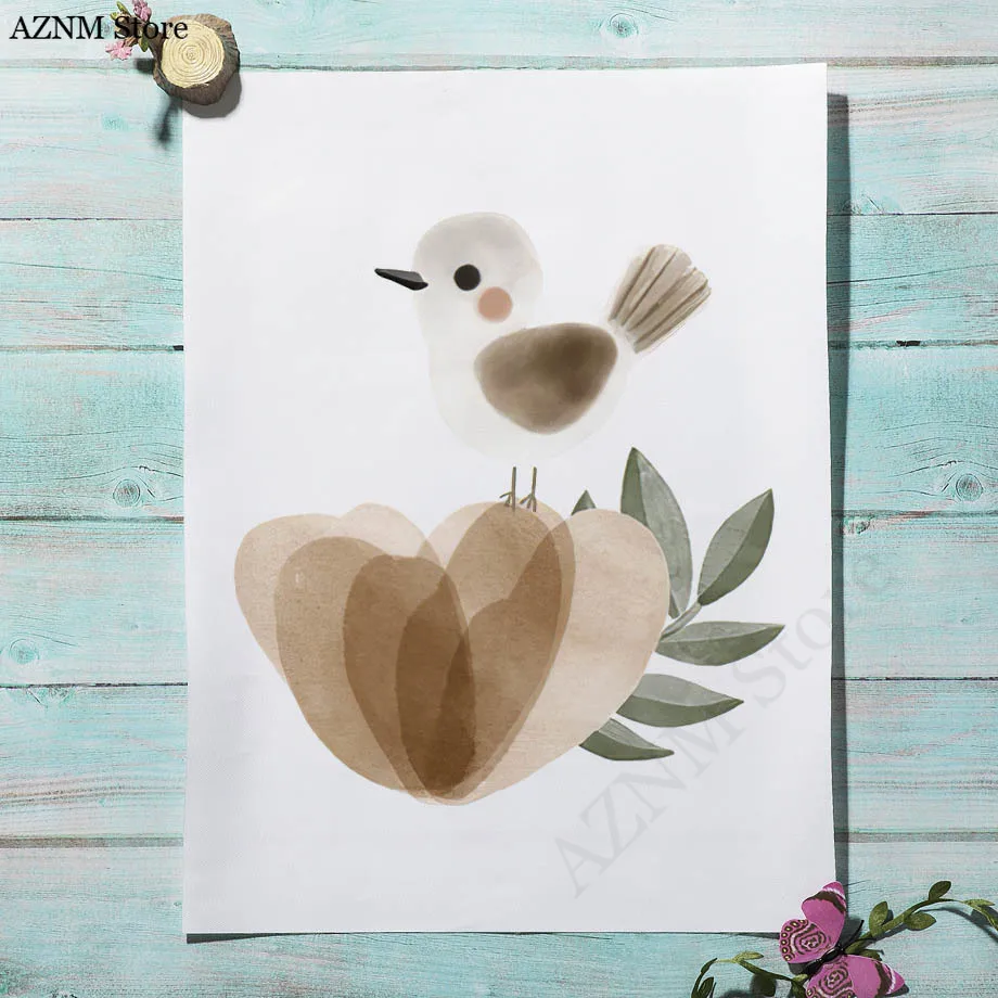 Aquarell Blumen Kaninchen Voge – Baby Nursery Murals Bewertung und Preis