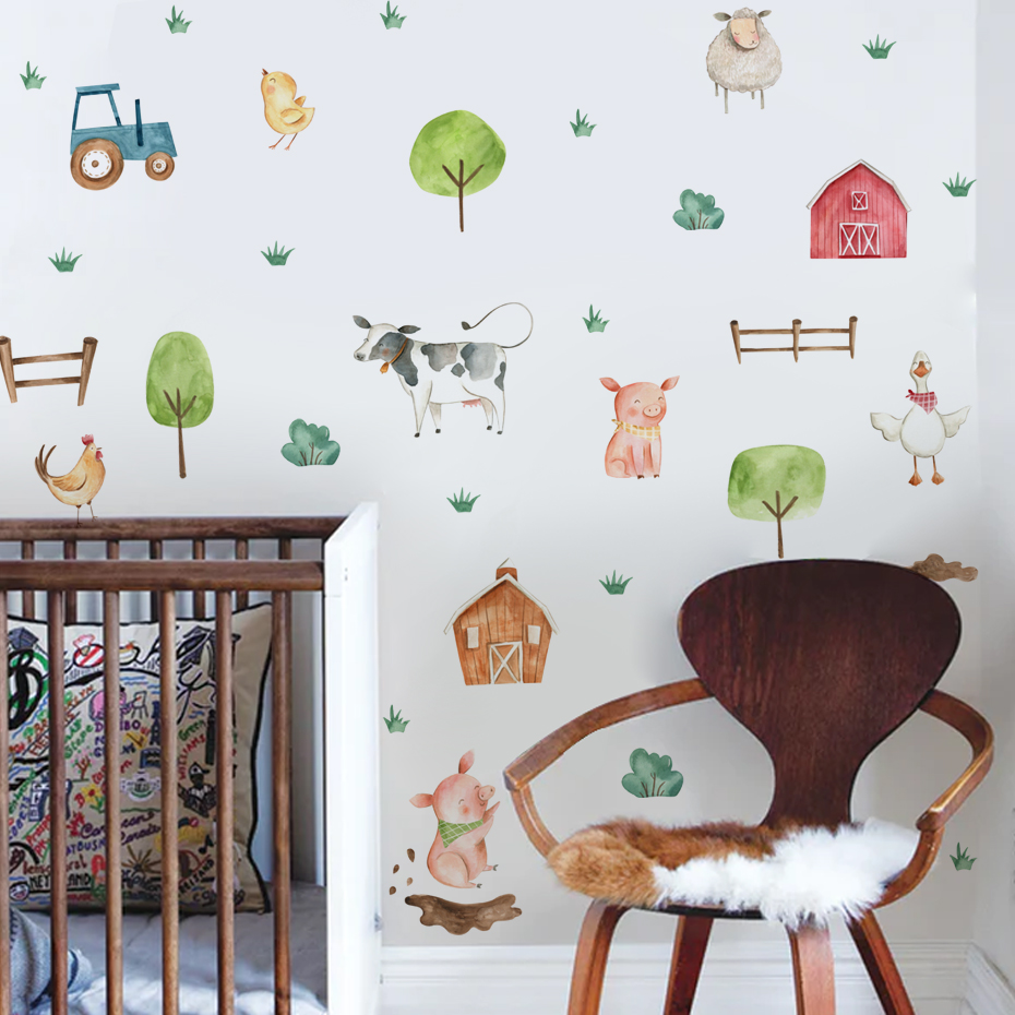 Boho Aquarell süße Bauernhof T – Baby Nursery Murals Bewertung und Preis
