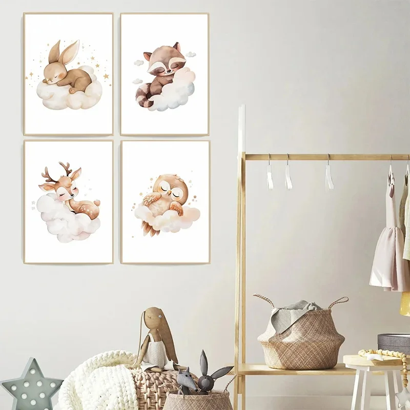 Cartoon Wolke Tier Leinwand Ma – Baby Nursery Murals Bewertung und Preis