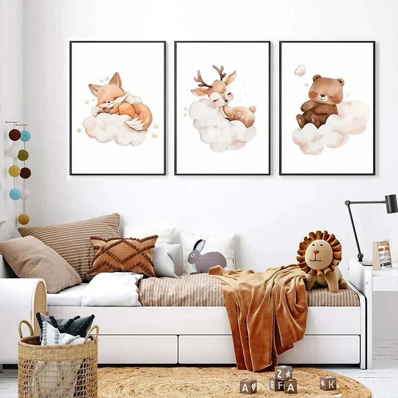 Cartoon Wolke Tier Leinwand Ma – Baby Nursery Murals Bewertung und Preis