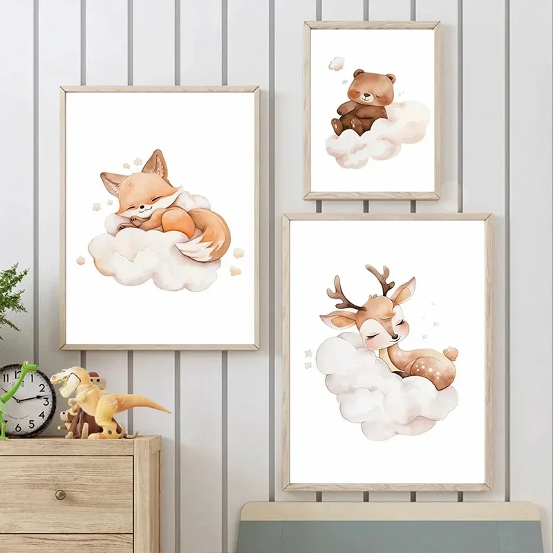Cartoon Wolke Tier Leinwand Ma – Baby Nursery Murals Bewertung und Preis