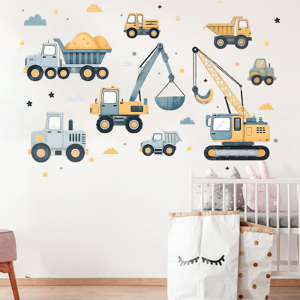Cartoon Bagger Fahrzeuge Set A – Baby Nursery Vinyl Bewertung und Preis