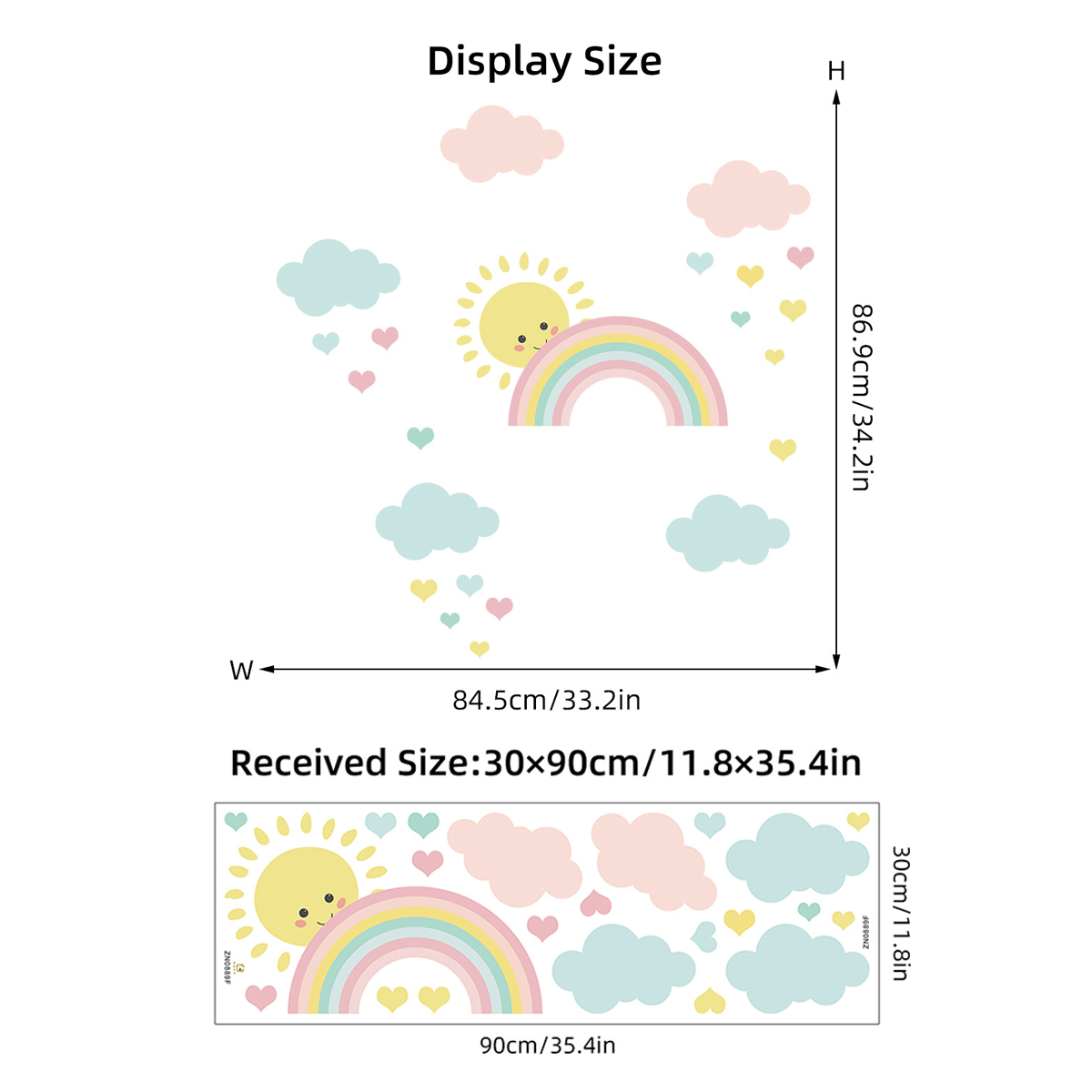 Cartoon Sonne Regenbogen Wolke – Baby Nursery Murals Bewertung und Preis