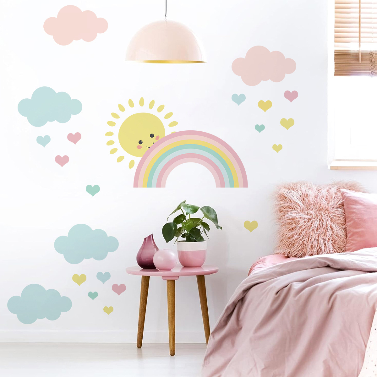 Cartoon Sonne Regenbogen Wolke – Baby Nursery Murals Bewertung und Preis