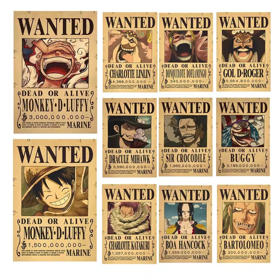 Anime One Piece Wanted-Plakate – Baby Nursery Vinyl Bewertung und Preis