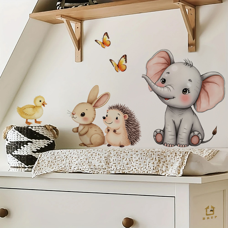 Cartoon-Tier-Wandaufkleber – E – Baby Nursery Vinyl Bewertung und Preis