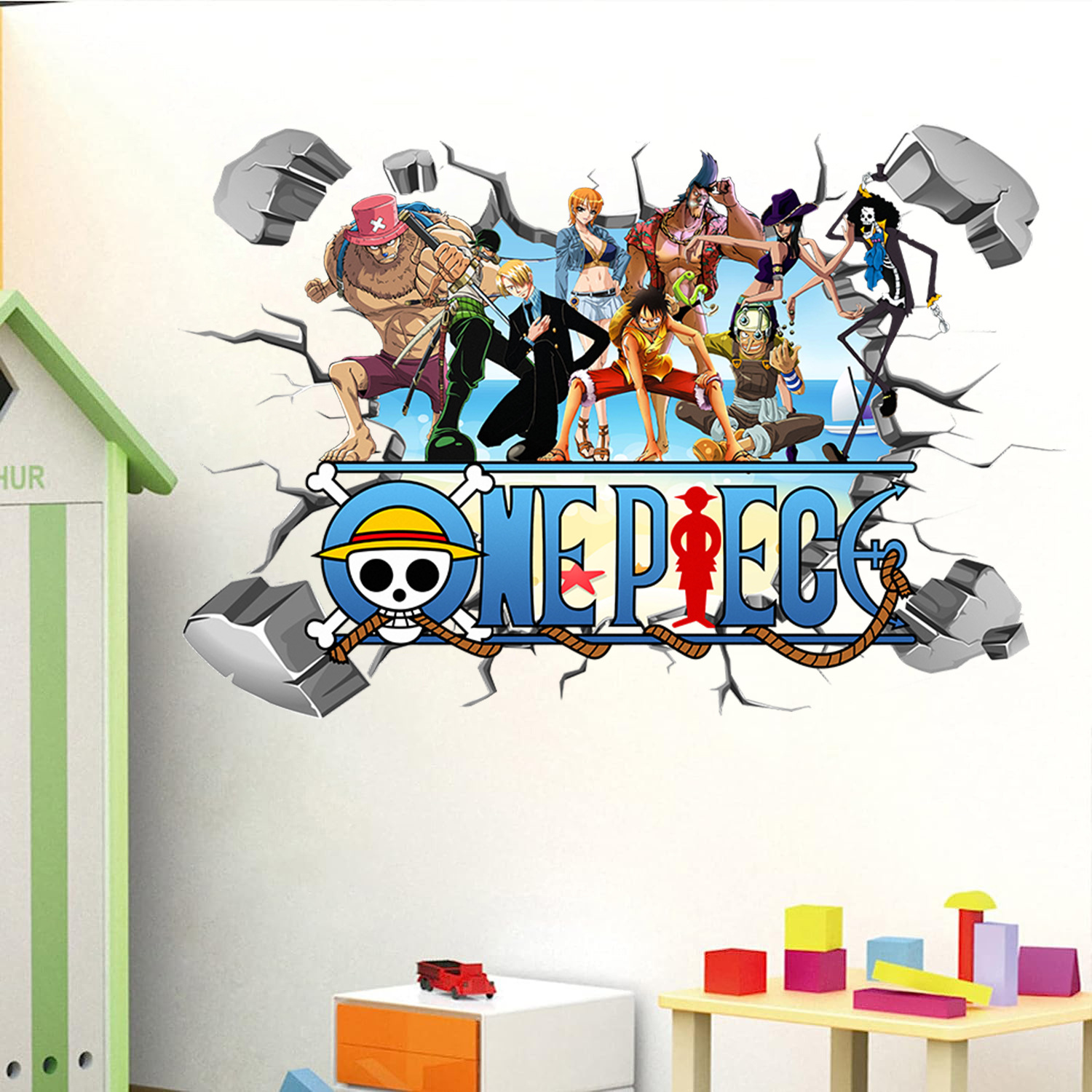 Cartoon One Piece Luffy 3D-Wan – Baby Nursery Vinyl Bewertung und Preis