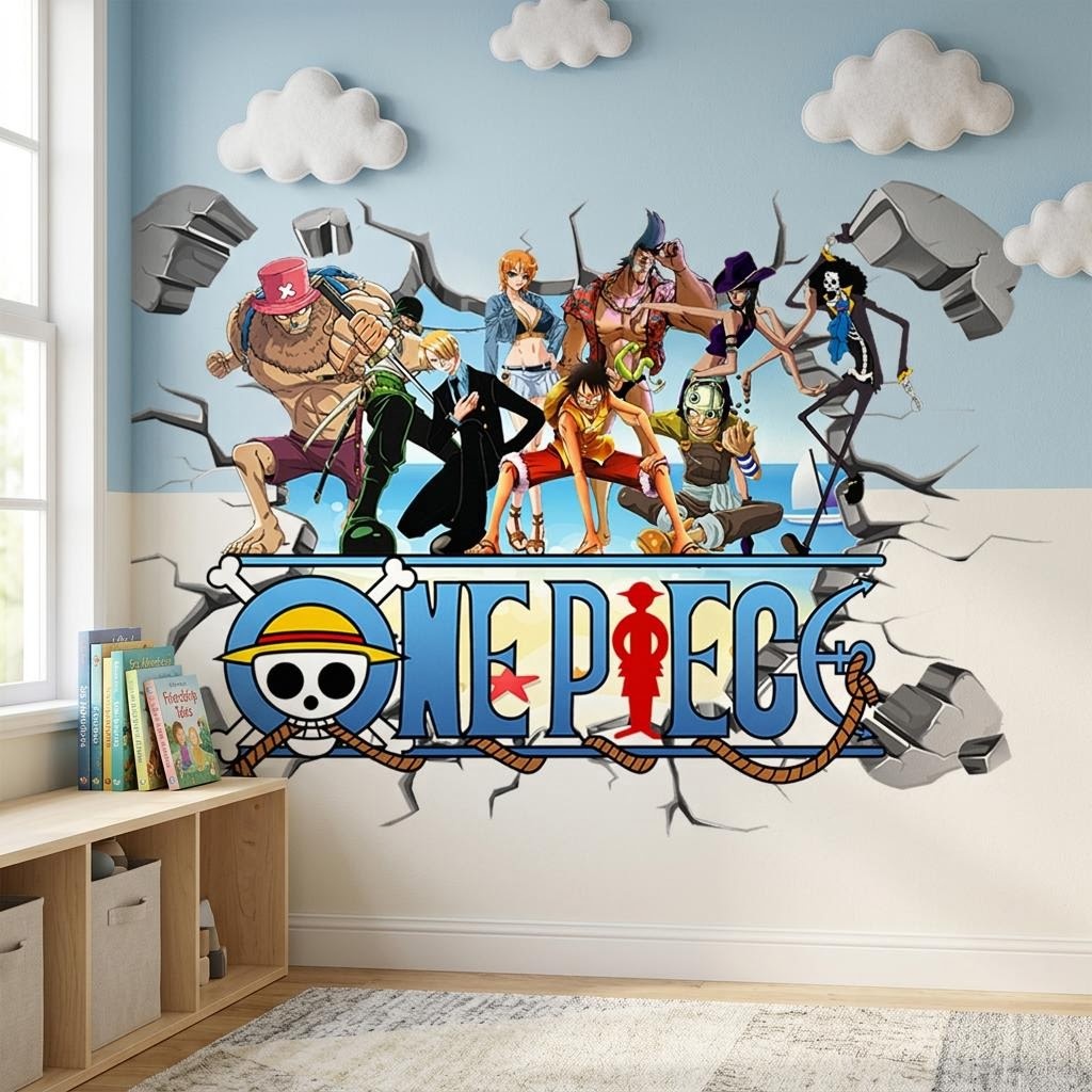 Cartoon One Piece Luffy 3D-Wan – Baby Nursery Vinyl Bewertung und Preis