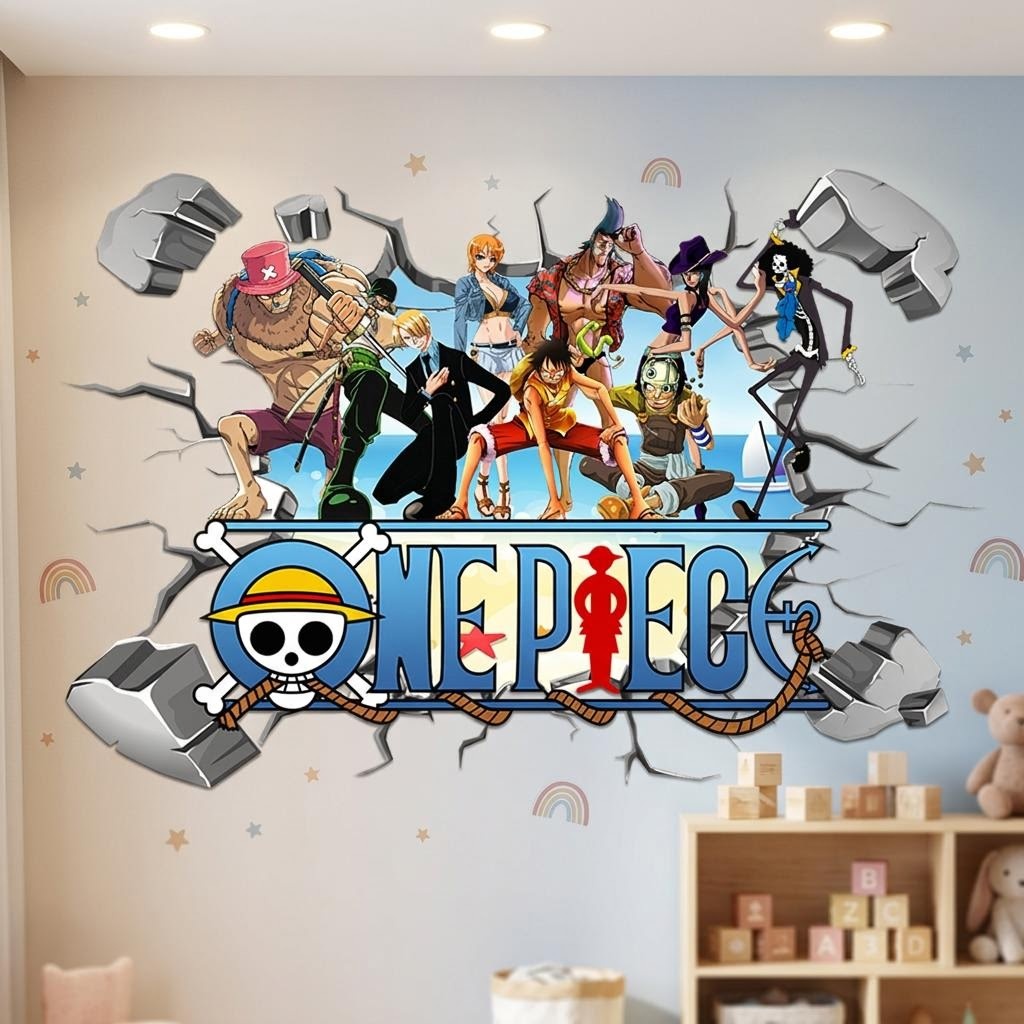 Cartoon One Piece Luffy 3D-Wan – Baby Nursery Vinyl Bewertung und Preis